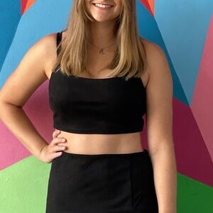 Black Suede Bralette Top